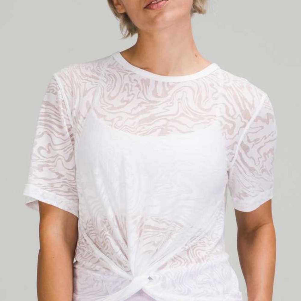 White Sheer Patterned T-Shirt